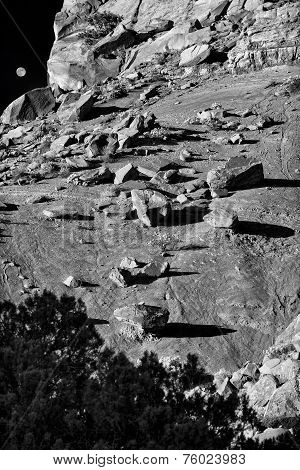 Moonlit Rocks In New Mexico