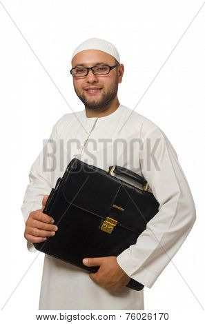 Concept with arab man isolated on white