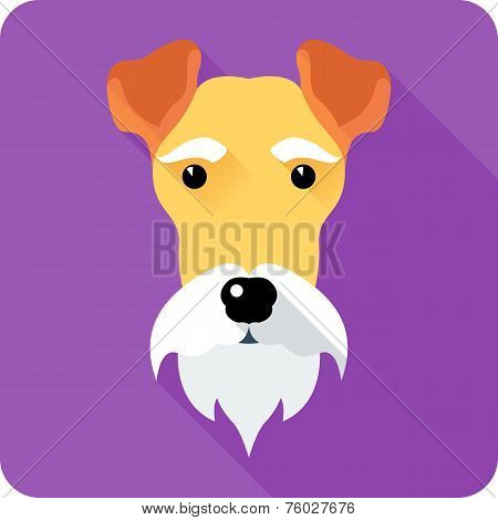 Fox Terrier Dog Icon Flat Design
