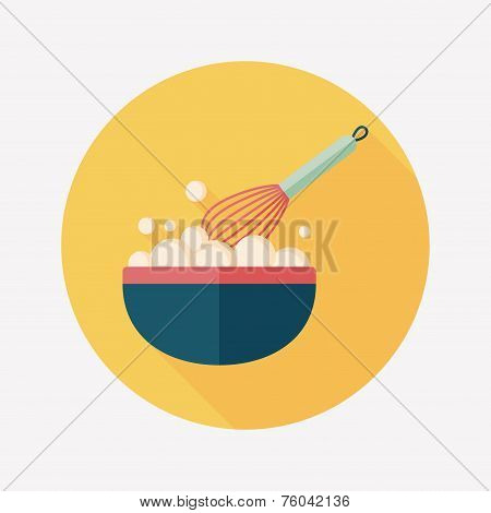 Kitchenware Beater Flat Icon With Long Shadow,eps10