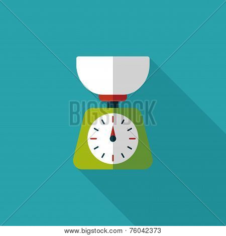 Kitchenware Weight Scale Flat Icon With Long Shadow,eps10