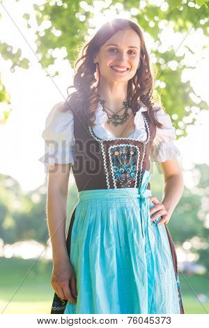 Bavarian woman wearing traditional Dirndl