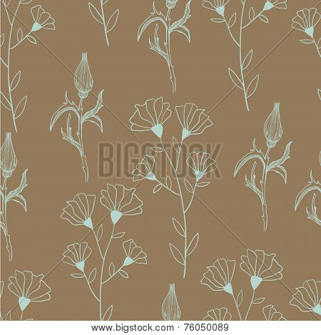 Botanical hand drawn flowers. Seamless pattern