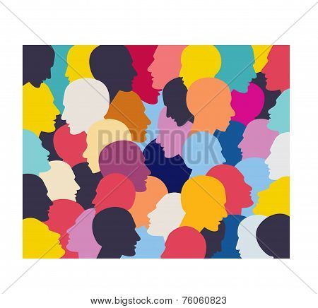People profile heads. Vector background pattern.