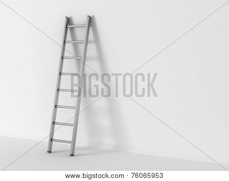 3D Illustration Of Ladder In Square Hole Over White Background