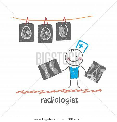 Radiologist with X-ray images