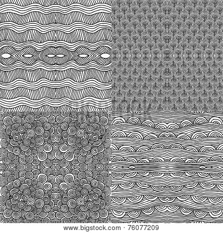 Seamless abstract hand-drawn waves pattern