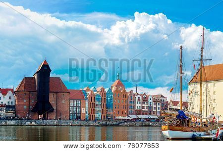 Cityscape On The Vistula River In Gdansk, Poland.