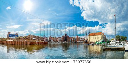 Cityscape On The Vistula River In Gdansk, Poland.