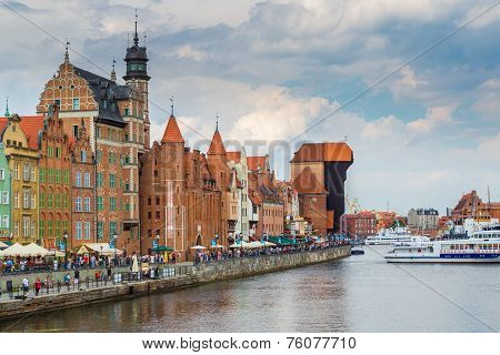 Cityscape On The Vistula River In Gdansk, Poland.