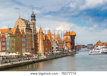 Cityscape On The Vistula River In Gdansk, Poland.