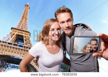 Happy Couple Selfie In Paris