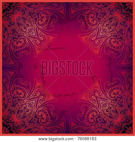Abstract vector circle floral ornament. Lace pattern design. Vin