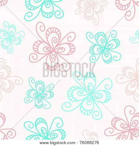 Calm floral seamless pattern in pastel colors