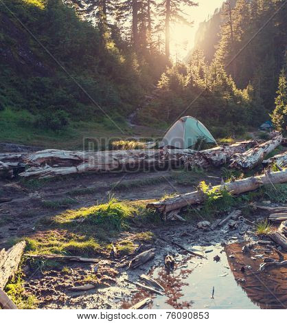 tent in mountains