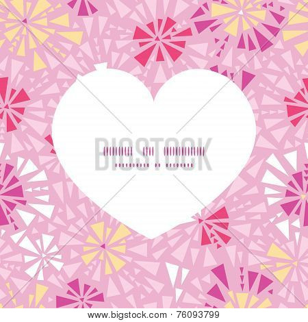 Vector pink abstract triangles heart silhouette pattern frame