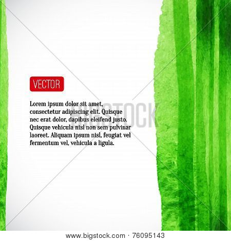 Vector  watercolor background with red label. Vector illustratio
