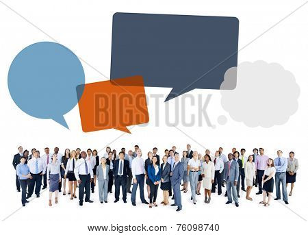 Multiethnic Group of Business People with Speech Bubbles