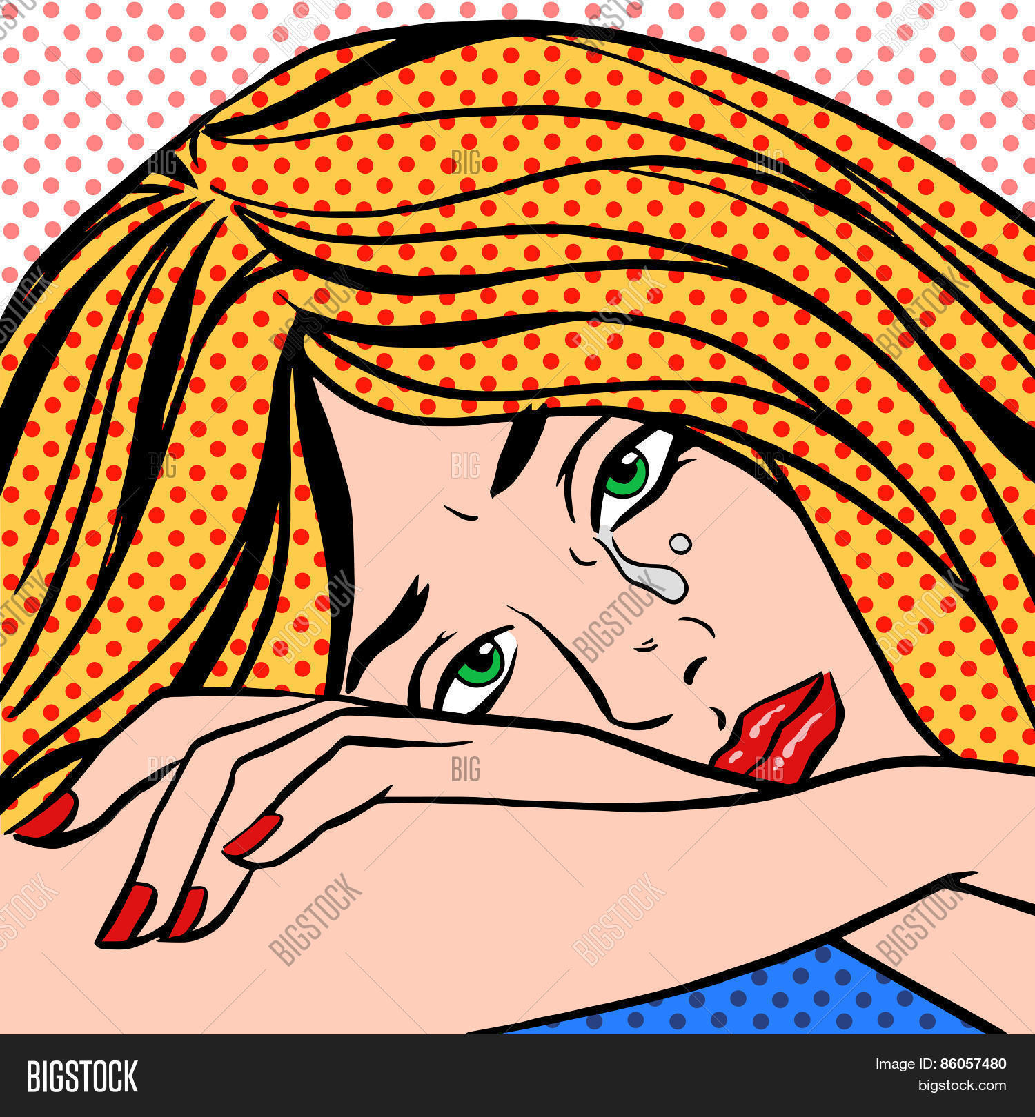 Girl Crying Pop Art Vector & Photo (Free Trial) | Bigstock