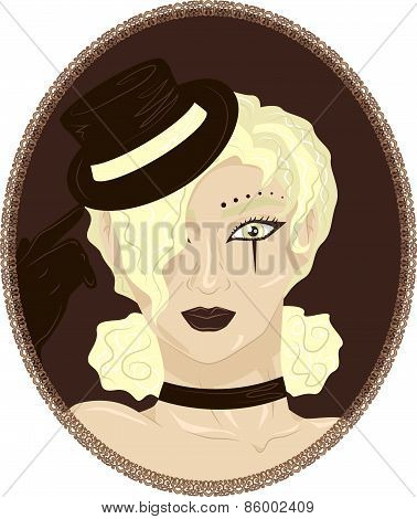 Vintage portrait of pretty blond circus girl