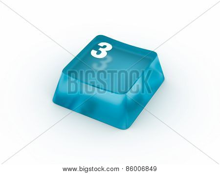 Keyboard button with number THREE