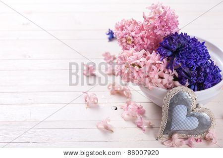 Hyacynths Flowers And Decorative Heart