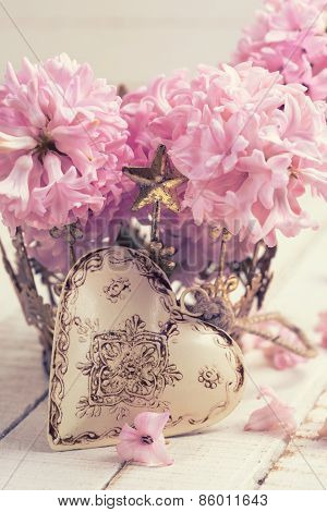 Postcard With Elegant Hyacinths  Flowers