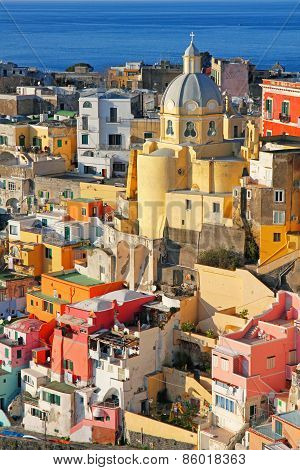 Italy. Procida Island. Colorful Houses Of Corricella