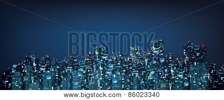 Vector  night city background.