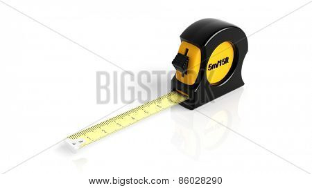 Self-retracting tape measure, isolated on white background