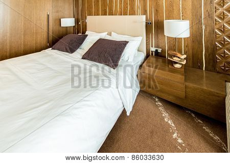 Shahdag - FEBRUARY 8, 2015: Room in Park Chalet Hotel on February 8 in Azerbaijan, Shahdag. Shahdag has become a popular tourist destination for skiing.