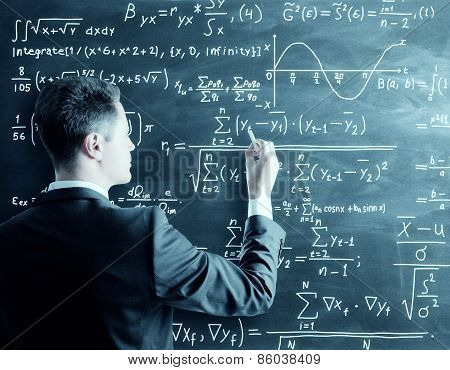 Businessman Writing Formula