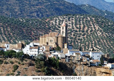 White town with church, Iznajar.