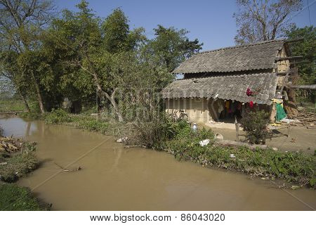 Traditional taru houses in Terai, Nepal