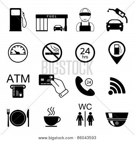 Gas Station Icons. Fuel Isolated Icons. Vector