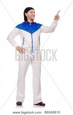 A man in white sportswear isolated on white