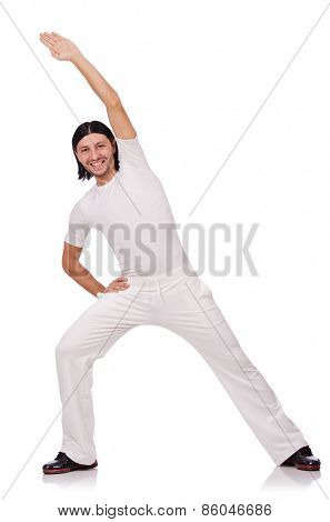 A man in white sportswear isolated on white