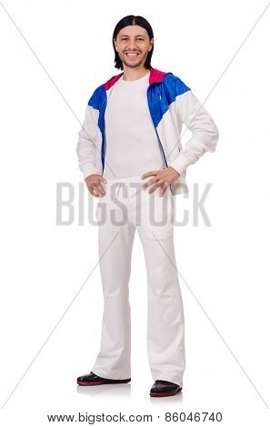 A man in white sportswear isolated on white