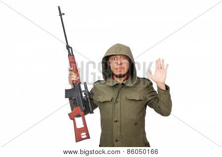 Man with a gun isolated on white