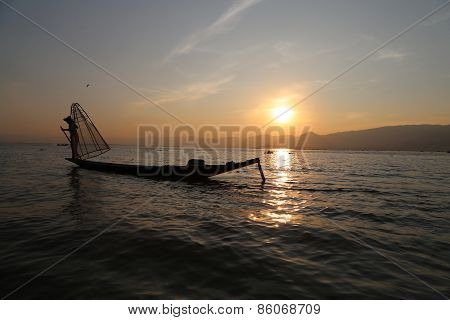 Traditional Fisherman at Inle Lake