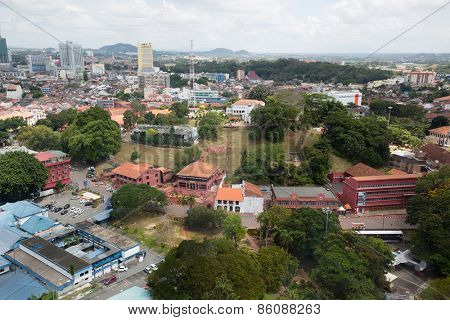 MALACCA, MALAYSIA - CIRCA JANUARY, 2015: View of the Malacca bird's-eye view. Malacca was included in the list of UNESCO World Heritage Sites in 2008.