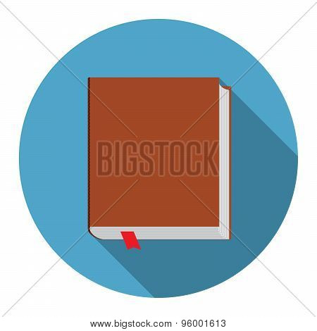 Flat Design Modern Vector Illustration Of Bookicon With Long Shadow, Isolated