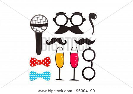 Photobooth Birthday and Party Set - glasses, hats, crowns, masks, lips, mustaches