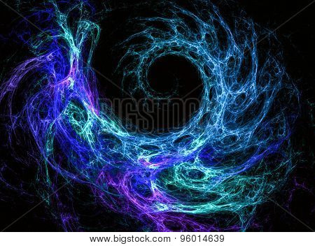 Digital Abstract  Spiral  Fractal Background On The Black