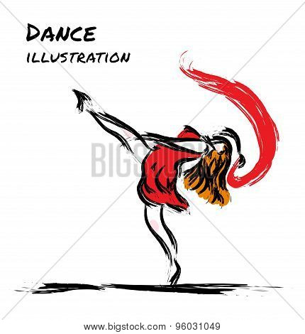 Expression dancer drawing with brush