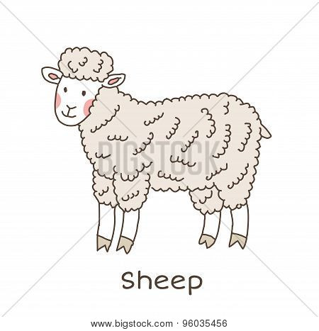 Funny Cartoon Sheep, Children Illustration