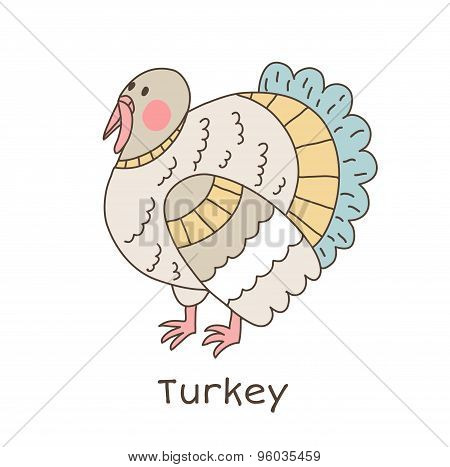 Funny Cartoon Turkey, Children Illustration