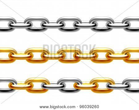 Set of gold and silver chains.