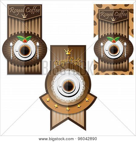 Royal coffee labels set.