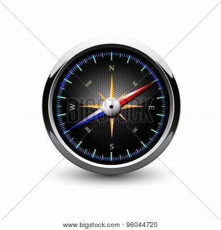 Illuminated compass with wind-rose.